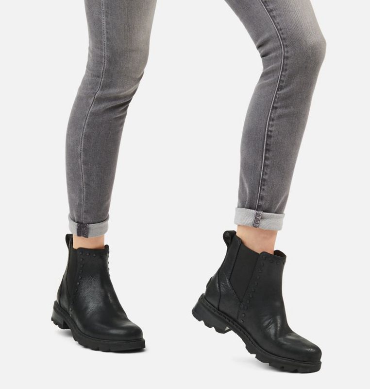 Sorel Dam Stövlar Svarta - Lennox™ Chelsea Stud Mid - LYZ-027965